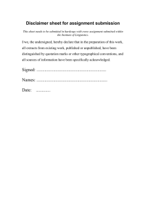 Disclaimer sheet for assignment submission