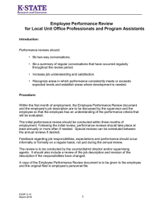 Employee Performance Review for Local Unit Office Professionals and Program Assistants