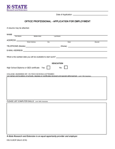 OFFICE PROFESSIONAL - APPLICATION FOR EMPLOYMENT