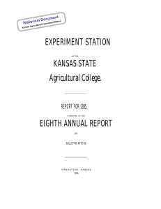 EXPERIMENT STATION KANSAS STATE Agricultural College. EIGHTH ANNUAL REPORT