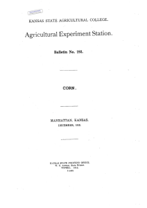 CORN. Historical Document Kansas Agricultural Experiment Station