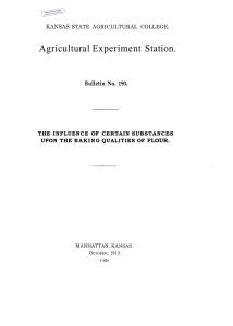 Agricultural Experiment  Station. Bulletin  No. 190. KANSAS STATE