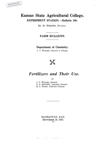 Fertilizers and Their Use. Historical Document Kansas Agricultural Experiment Station