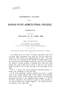 KANSAS STATE AGRICULTURAL COLLEGE, EXPERIMENT STATION BULLETIN No. 95—APRIL 1900. MANHATTAN.
