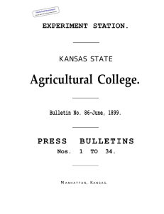 Agricultural College. EXPERIMENT STATION. KANSAS STATE