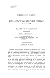 KANSAS STATE AGRICULTURAL COLLEGE, EXPERIMENT STATION BULLETIN NO. 40—AUGUST, 1893. FARM DEPARTMENT.