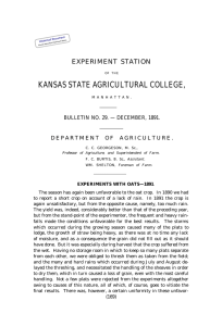 KANSAS STATE AGRICULTURAL COLLEGE, EXPERIMENT STATION BULLETIN NO. 29. — DECEMBER, 1891.