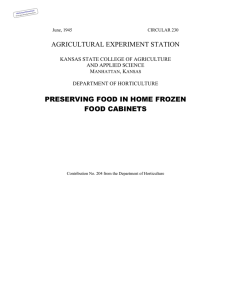 AGRICULTURAL EXPERIMENT STATION PRESERVING FOOD IN HOME FROZEN FOOD CABINETS