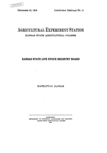 KANSAS STATE LIVE STOCK REGISTRY BOARD Historical Document Kansas Agricultural Experiment Station