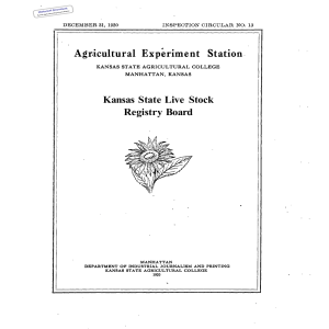 Kansas State Live  Stock Registry Board Historical Document Kansas Agricultural Experiment Station