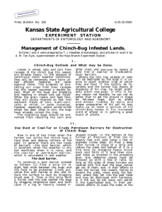 Kansas State Agricultural College Management of Chinch-Bug Infested Lands. EXPERIMENT STATION