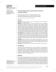 Short Communication Time and motion study for pharmacists’ activities in