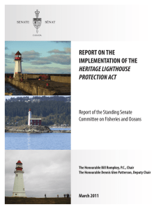 REPORT ON THE IMPLEMENTATION OF THE HERITAGE LIGHTHOUSE PROTECTION ACT