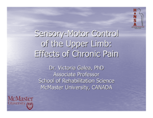 Sensory - Motor Control of the Upper Limb: