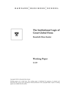 The Institutional Logic of Great Global Firms Working Paper