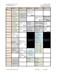 BSc Pharm Science - First Year University of Malta Timetable Semester 2