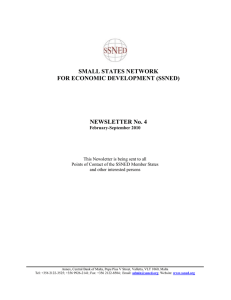 SMALL STATES NETWORK FOR ECONOMIC DEVELOPMENT (SSNED)  NEWSLETTER No. 4