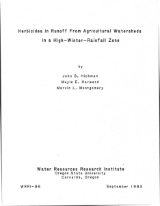 Herbicides in Runoff From Agricultural Watershed s