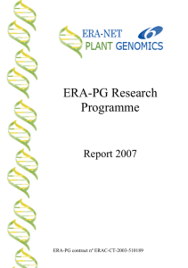 ERA-PG Research Programme  Report 2007