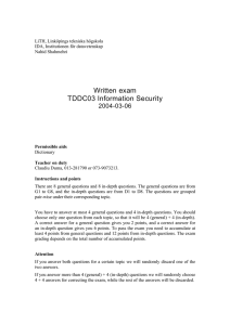 Written exam TDDC03 Information Security 2004-03-06