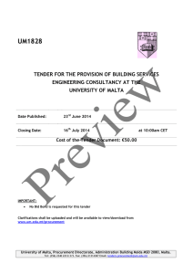 UM1828 TENDER FOR THE PROVISION OF BUILDING SERVICES ENGINEERING CONSULTANCY AT THE
