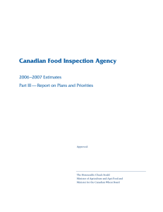 Canadian Food Inspection Agency 2006 –2007 Estimates
