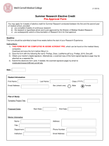 Summer Research Elective Credit Pre-Approval Form