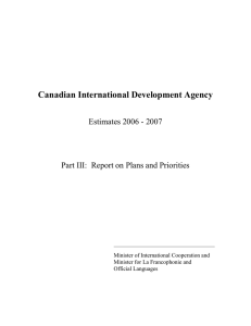 Canadian International Development Agency Estimates 2006 - 2007