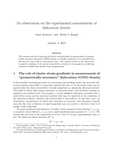 An observation on the experimental measurement of dislocation density Amit Acharya