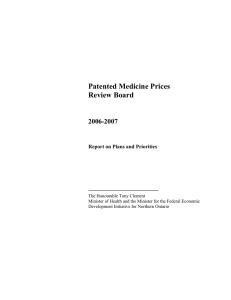 Patented Medicine Prices Review Board 2006-2007 Report on Plans and Priorities