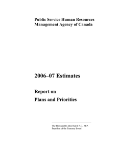 2006–07 Estimates Report on Plans and Priorities