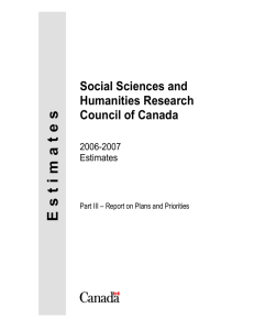 Estimates Social Sciences and Humanities Research Council of Canada