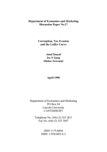 Department of Economics and Marketing Discussion Paper No.17 Corruption, Tax Evasion