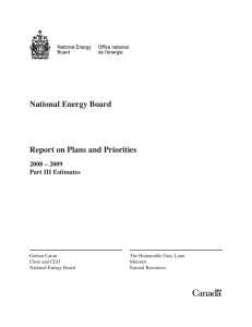 National Energy Board Report on Plans and Priorities 2008 – 2009