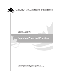 2008–2009 Report on Plans and Priorities C H