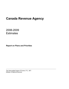 Canada Revenue Agency 2008-2009 Estimates Report on Plans and Priorities