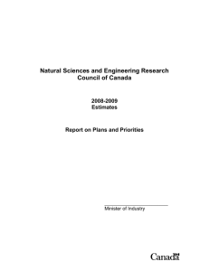 Natural Sciences and Engineering Research Council of Canada 2008-2009 Estimates