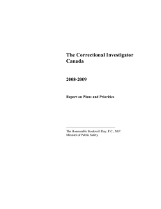 The Correctional Investigator Canada 2008-2009 Report on Plans and Priorities
