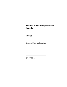 Assisted Human Reproduction Canada 2008-09 Report on Plans and Priorities