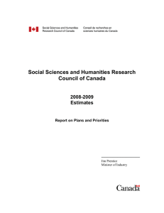 Social Sciences and Humanities Research Council of Canada 2008-2009 Estimates