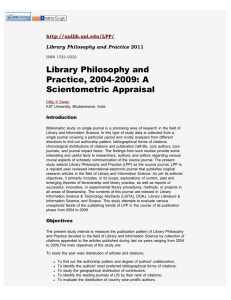 Library Philosophy and Practice, 2004-2009: A Scientometric Appraisal