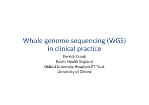 Whole genome sequencing (WGS) in clinical practice Derrick Crook Public Health England