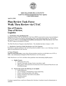 Plan Review Task Force Walk Thru Review via CTAC Size of Projects,