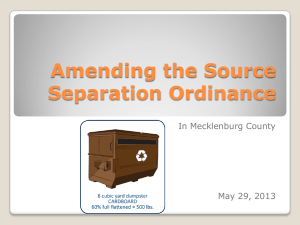 Amending the Source Separation Ordinance In Mecklenburg County May 29, 2013