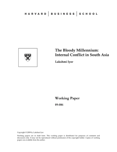 The Bloody Millennium: Internal Conflict in South Asia Working Paper