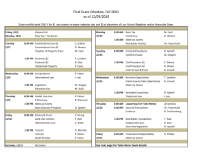 Final Exam Schedule, Fall 2010 as of 12/03/2010