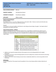 Charlotte Historic District Commission  Application for a Certificate of Appropriateness Staff Review