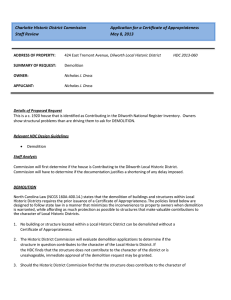 Charlotte Historic District Commission  Application for a Certificate of Appropriateness Staff Review