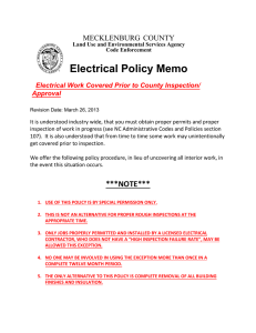Electrical Policy Memo MECKLENBURG COUNTY Electrical Work Covered Prior to County Inspection/