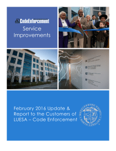 Service Improvements February 2016 Update &amp; Report to the Customers of